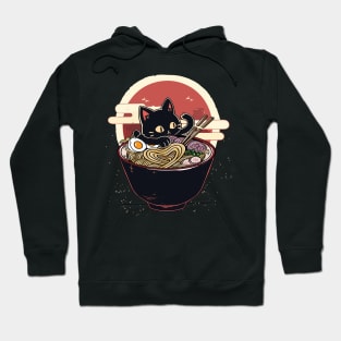 Retro Japanese Kawaii Anime Ramen Men Kids Women Cat Ramen Hoodie